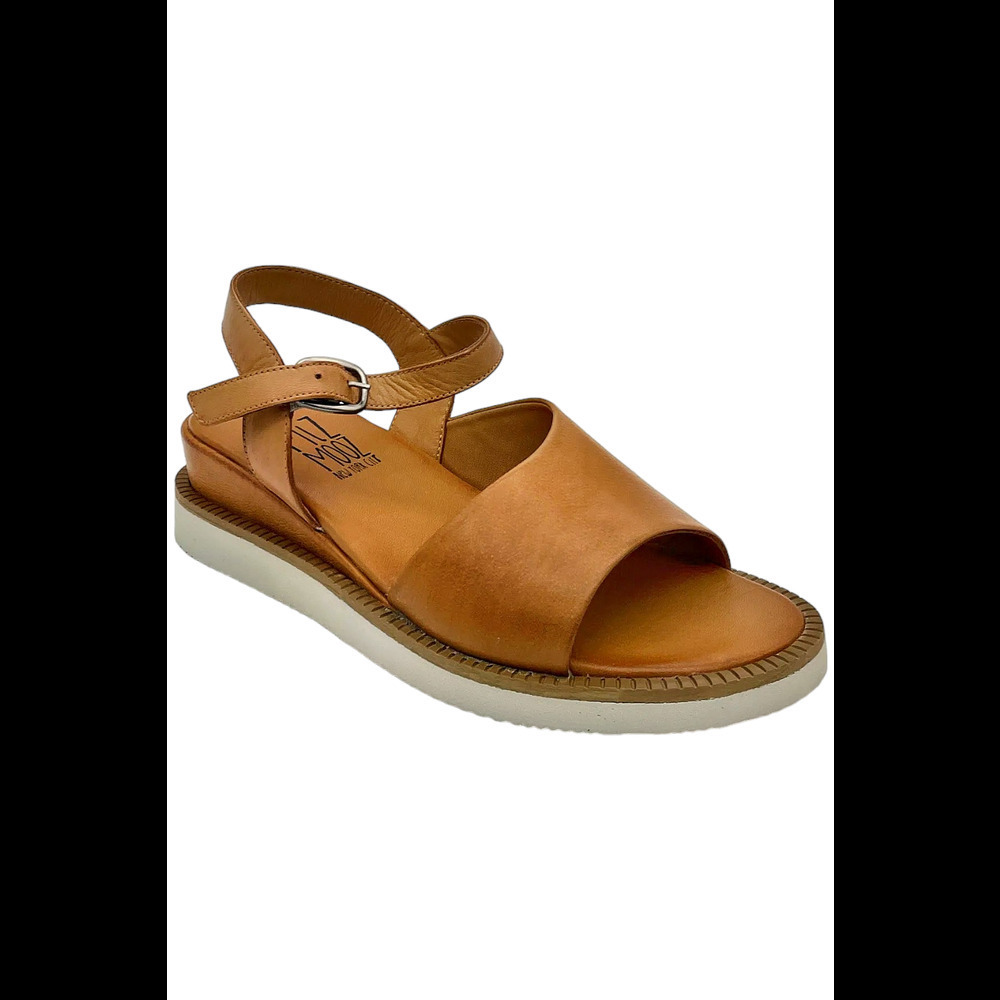 Miz Mooz Tan Leather Ankle Strap Sandals